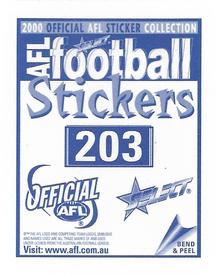 2000 Select AFL Stickers #203 Brendon Gale Back